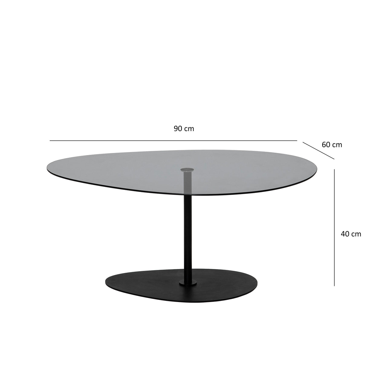 Organisk Design Sofabord Tonet Glas Torpo - Sort Metalramme 