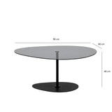 Organisk Design Sofabord Tonet Glas Torpo - Sort Metalramme 