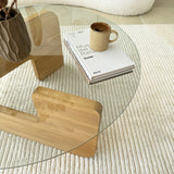 Rund Glas Mio Sofabord - 75 cm - Træunderstel 
