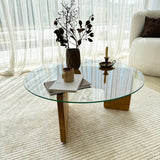 Rund Glas Mio Sofabord - 75 cm - Træunderstel 
