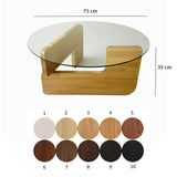 Rund Glas Mio Sofabord - 75 cm - Træunderstel 