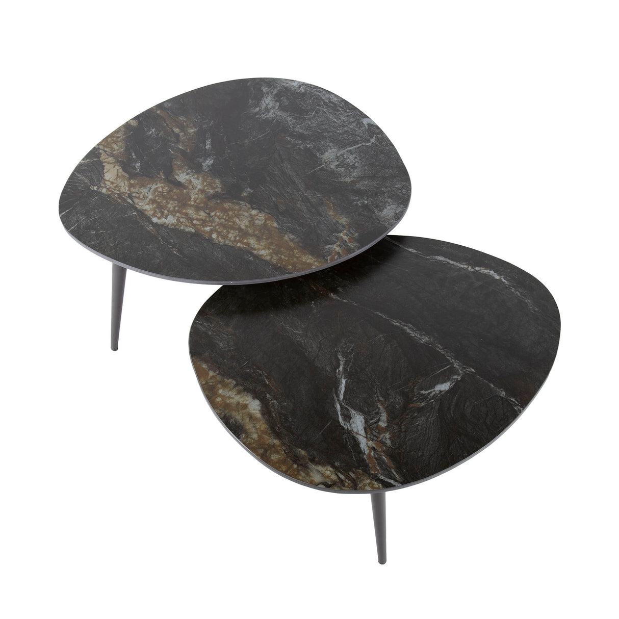 Niora Organische Salontafel Set van 2 Keramiek Fossil Black