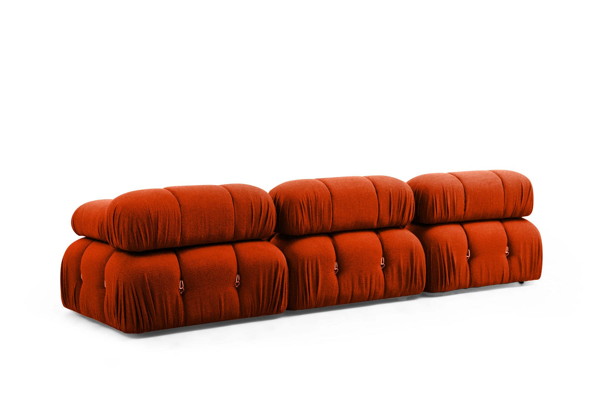 Banken - Modulaire XXL hoekbank met hocker Oranje rood Stof Bubble - Dimehouse