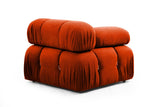 Banken - Modulaire XXL hoekbank met hocker Oranje rood Stof Bubble - Dimehouse