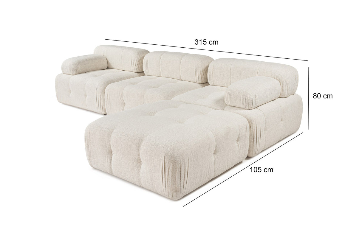 Banken - Modulaire bank 3 - zits met hocker Doblo crème - Dimehouse
