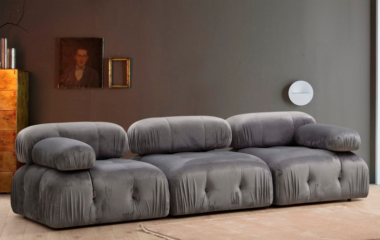 Modulsofa 3-personers Bubble velvet grå