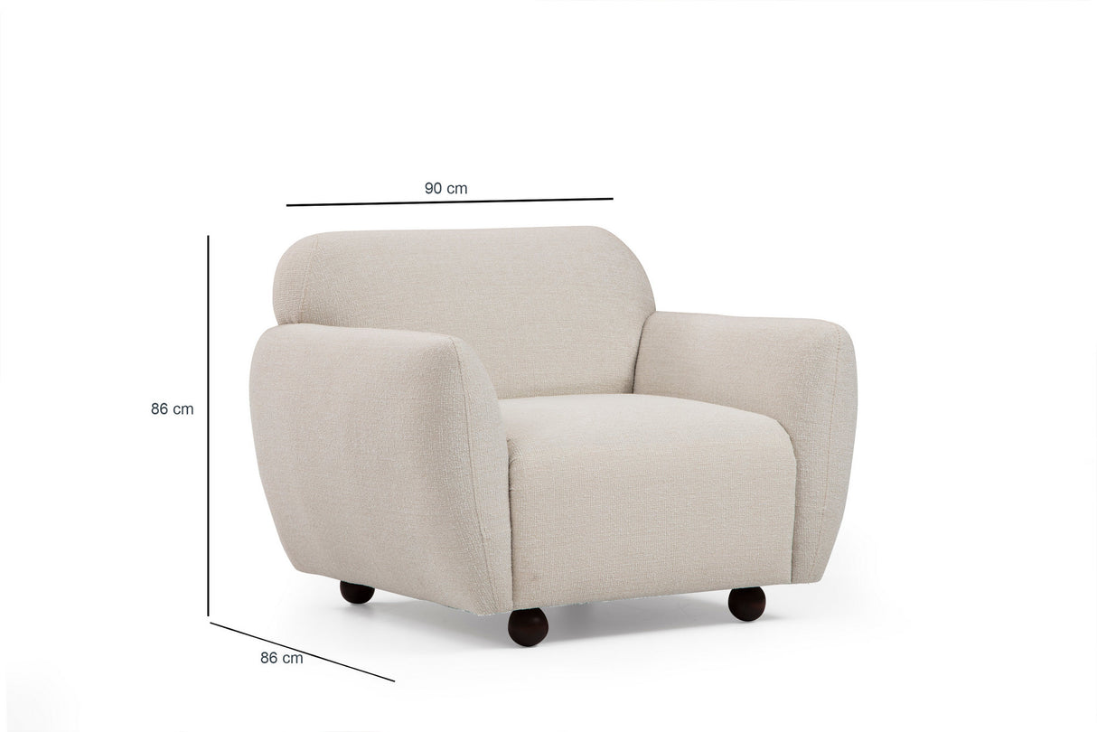 Fauteuils - Japandi fauteuil beige textuur stof Eddy - Dimehouse