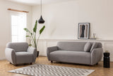 Fauteuils - Japandi fauteuil lichtgrijs textuur stof Eddy - Dimehouse
