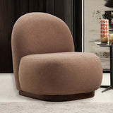 Fauteuils - Japandi fauteuil bruin bouclé organische vorm Tina - Dimehouse