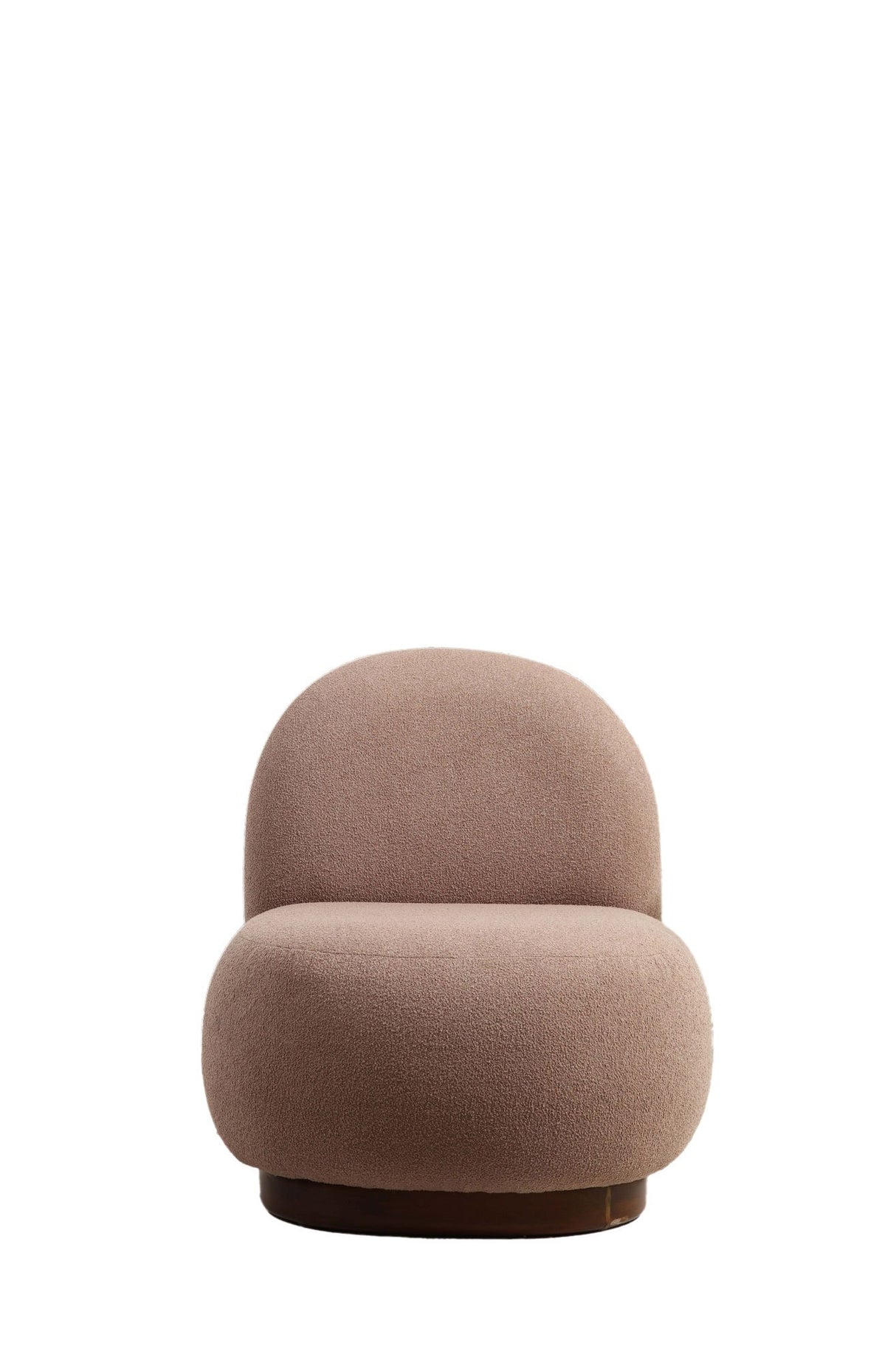 Fauteuils - Japandi fauteuil bruin bouclé organische vorm Tina - Dimehouse