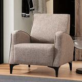 Fauteuils - Landelijke fauteuil bruin gemêleerde stof Petra - Dimehouse