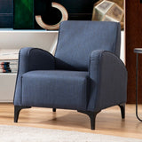 Fauteuils - Landelijke fauteuil blauw gemêleerde stof Petra - Dimehouse