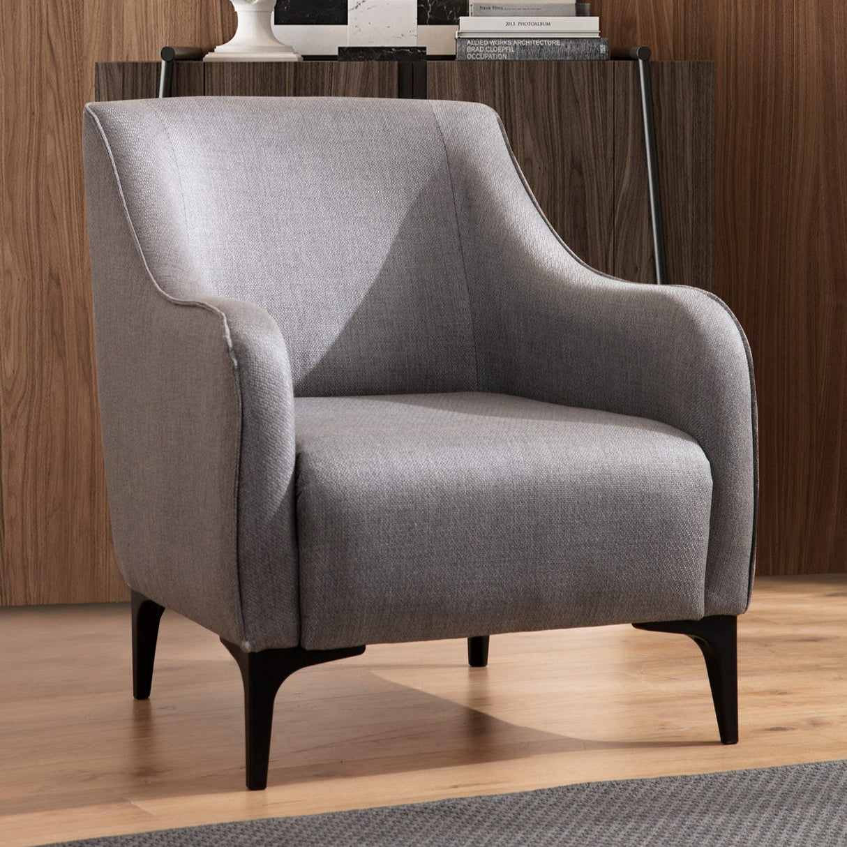 Fauteuils - Modern landelijke fauteuil grijs stof Belissimo - Dimehouse