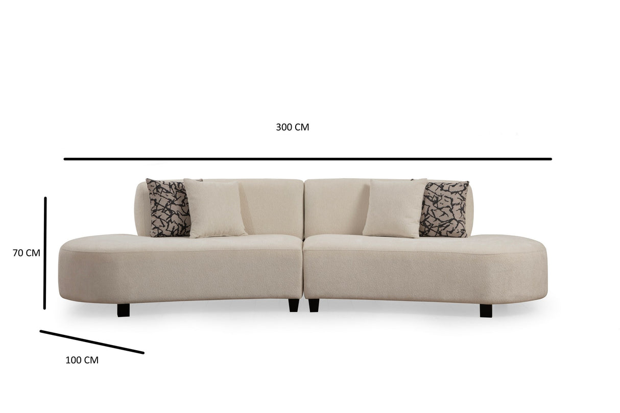 Banken - Hoekbank Beige gemêleerde stof organisch Pars - XXXL 300 cm - Dimehouse
