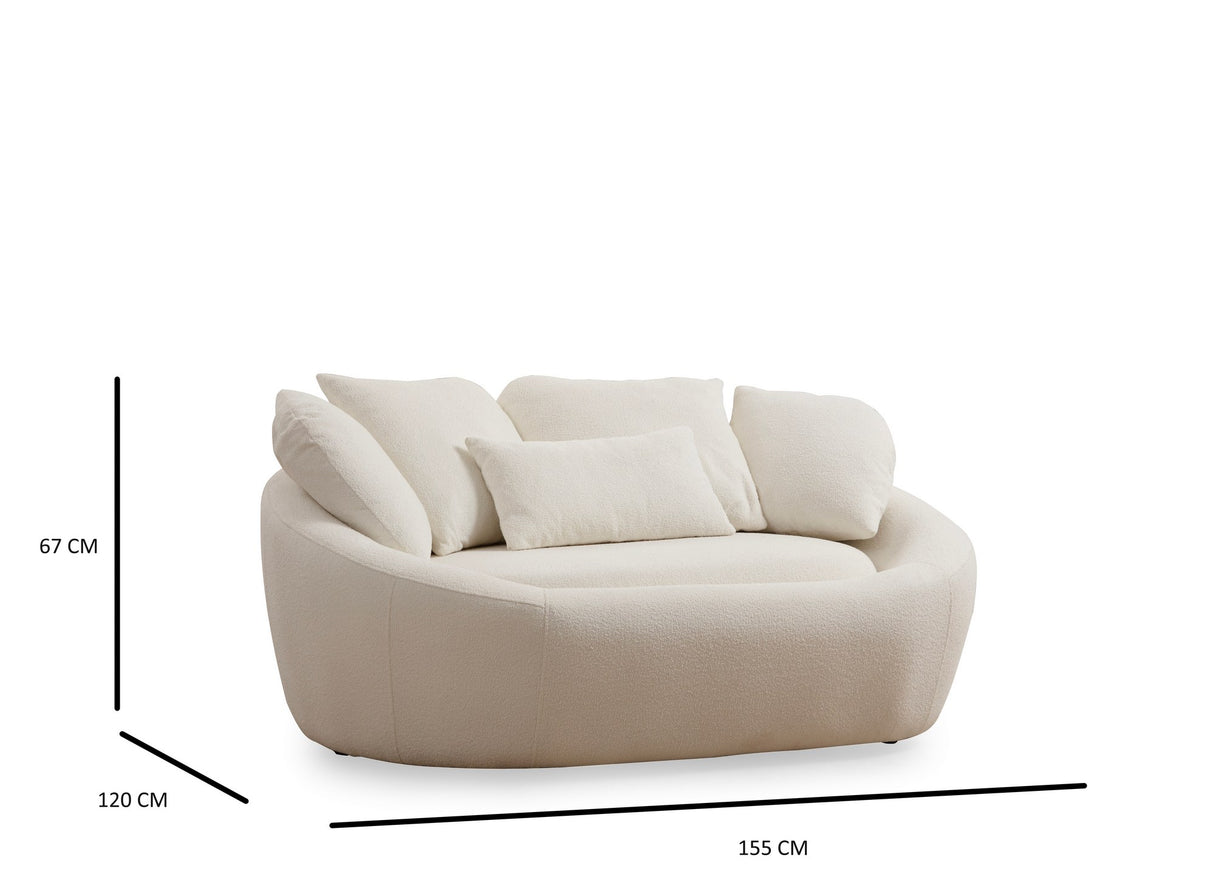 Banken - Loveseat 2 - zits bank crème boucle - organisch 155 cm - Midye - Dimehouse