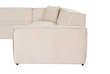 Banken - Hoekbank beige stof met stiknaad - XXL - 8 persoons - Puzzle - Dimehouse