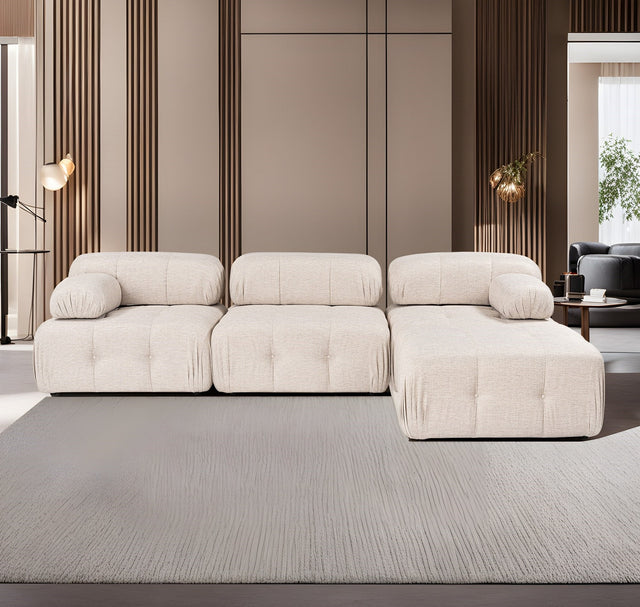 Banken - Modulaire bank 3 - zits met hocker Doblo licht beige - Dimehouse