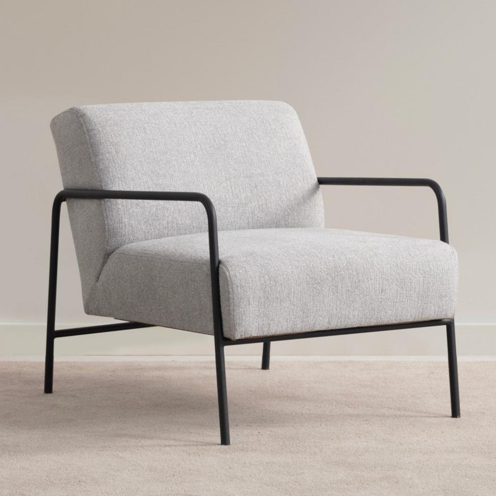 Moderne Lænestol Eti Grey Stof - Sort Stel