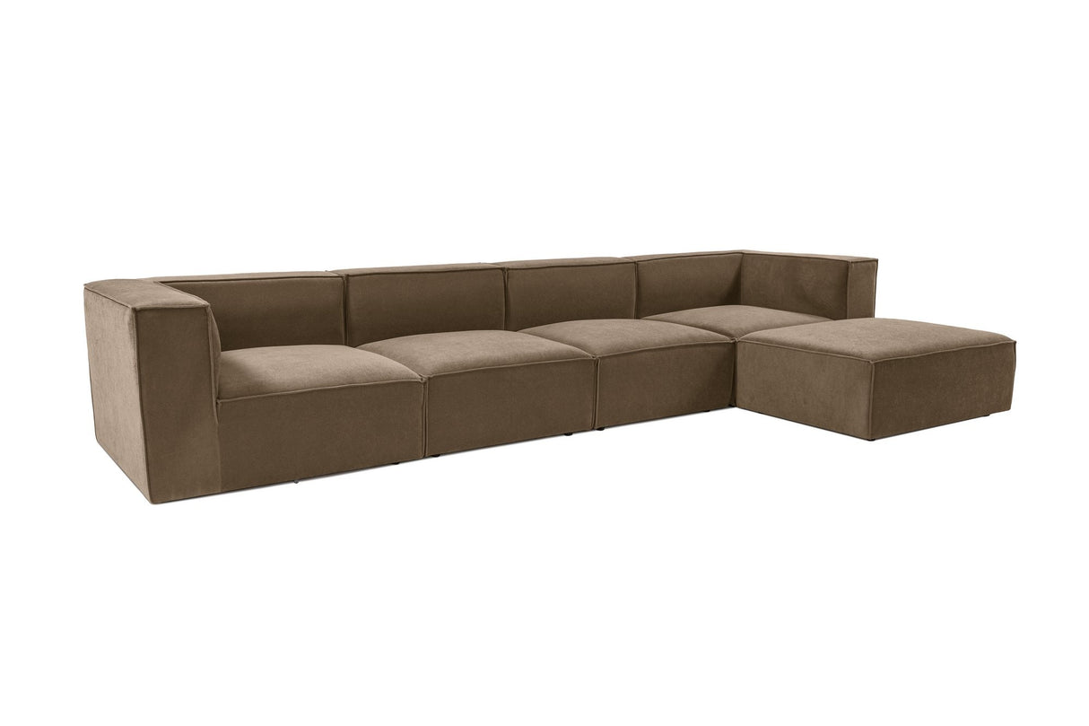 Banken - Modulaire XXL hoekbank taupe linnen 430 cm breed Sora - Dimehouse