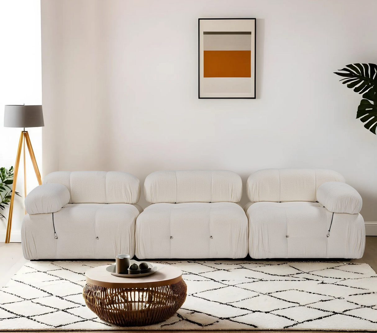 Modulsofa 3-personers Bubble bouclé hvid