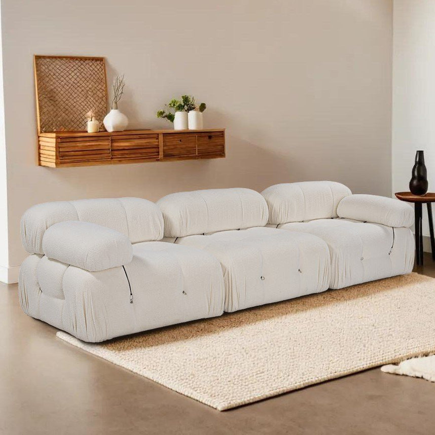 Modulsofa 3-personers Bubble bouclé hvid