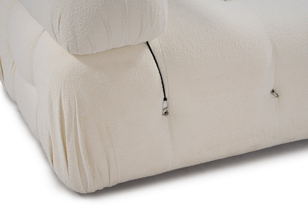 Modulær XXL hjørnesofa Boble med skammel - bouclé hvid