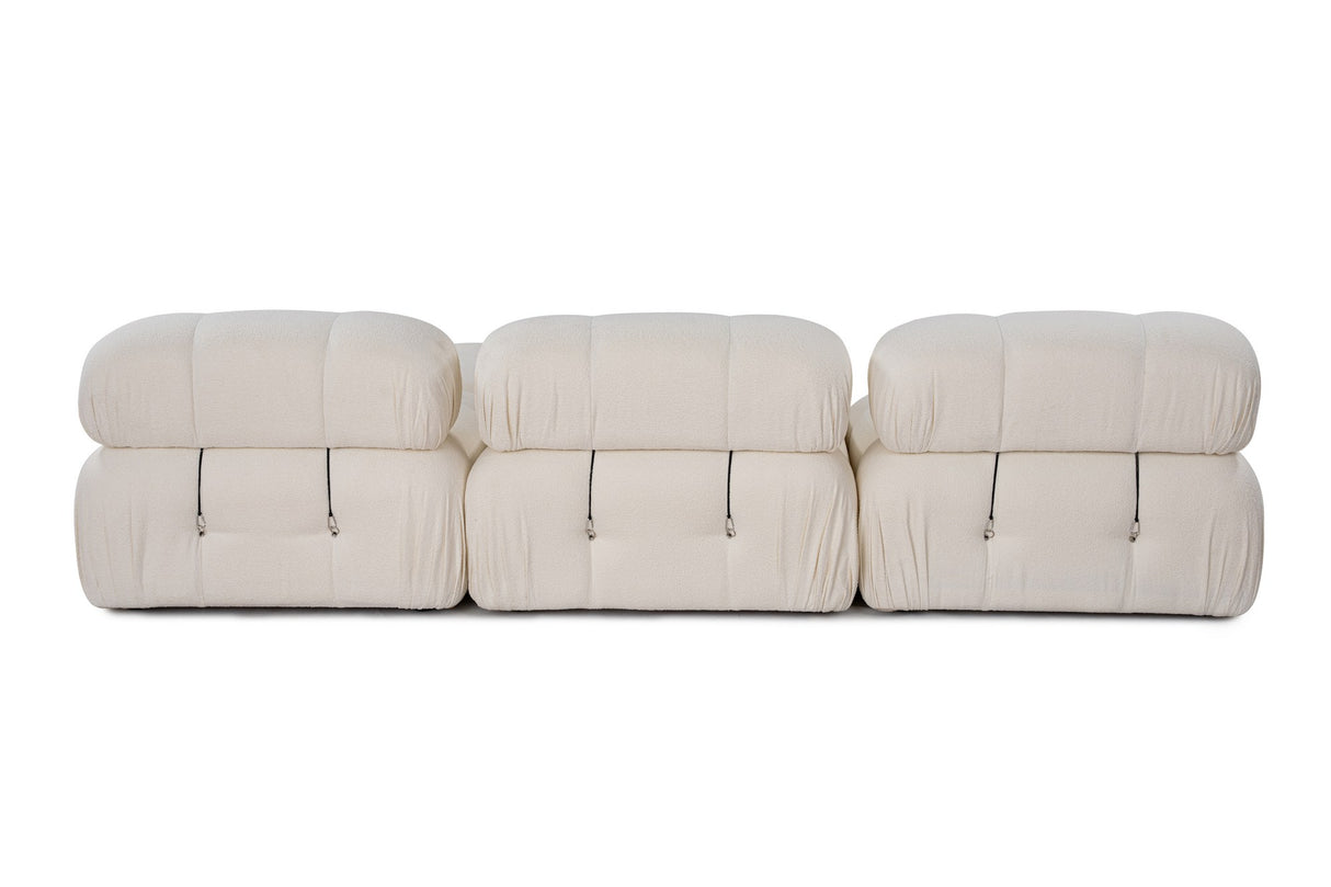 Modulær XXL hjørnesofa Boble med skammel - bouclé hvid