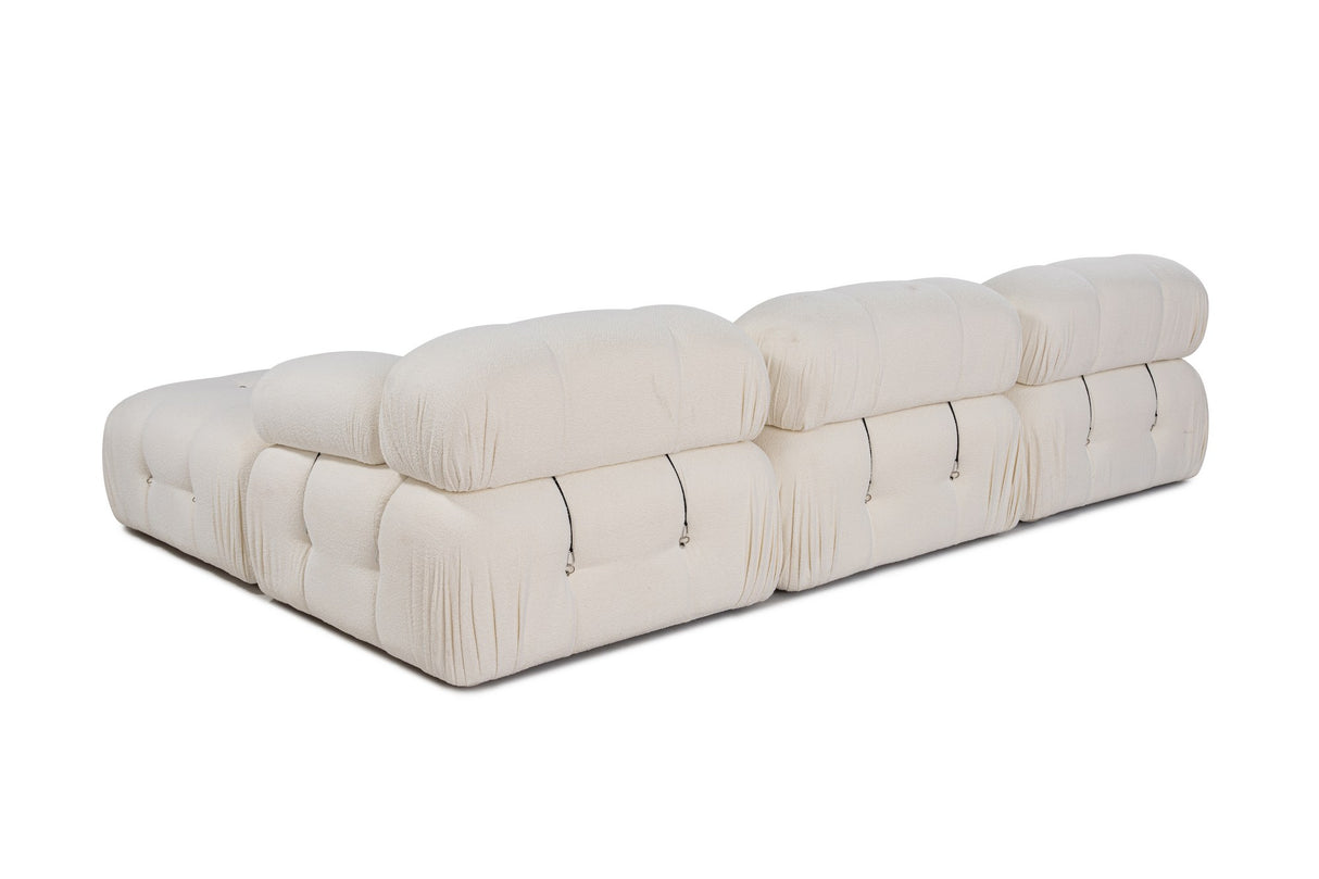 Modulær XXL hjørnesofa Boble med skammel - bouclé hvid