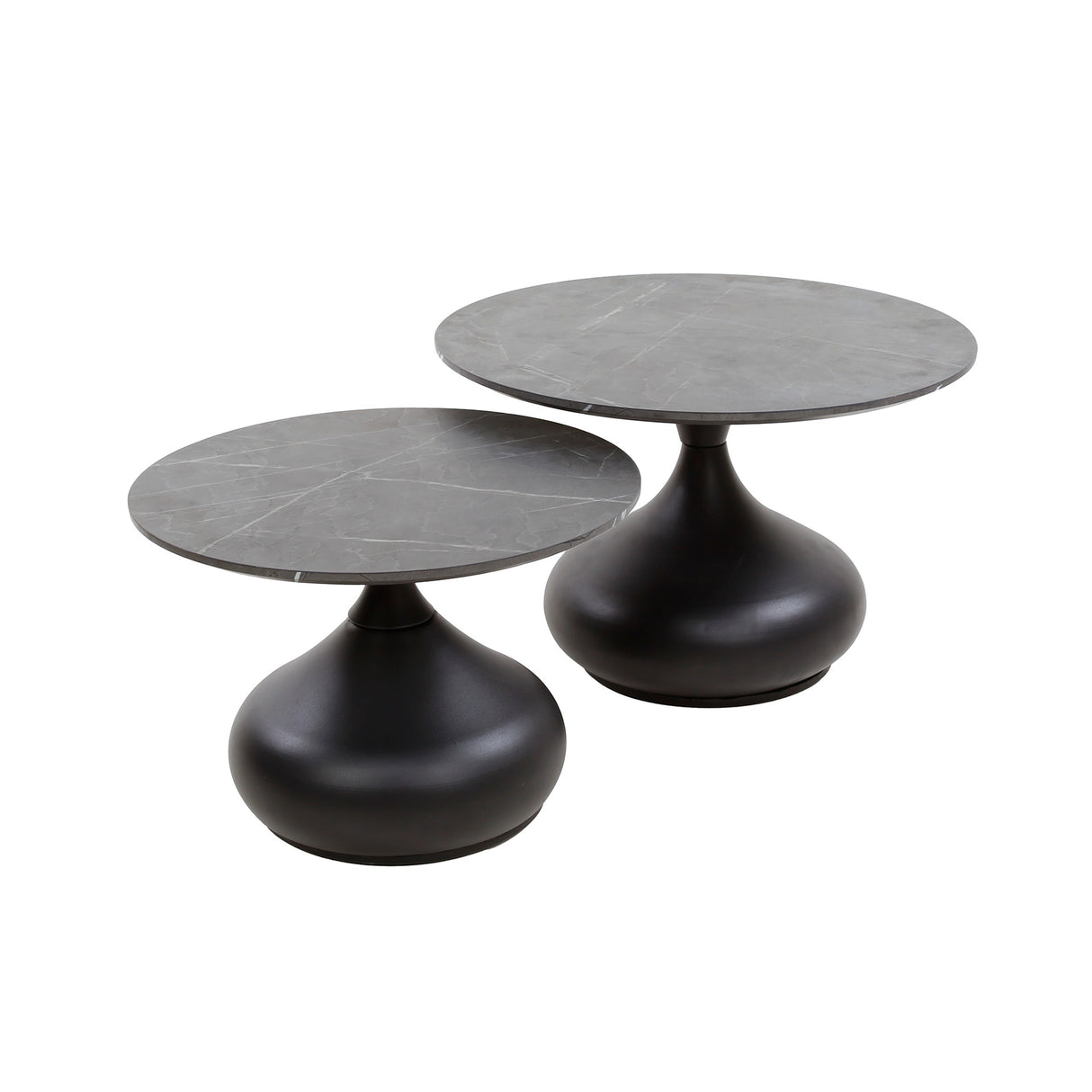 Drop Salontafel Set van 2 3D Melamine Graphite Ø60-Ø50