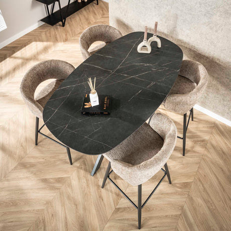 Dansk Oval Bar Bord Iris 140x80 cm Spider Ben Keramisk Look