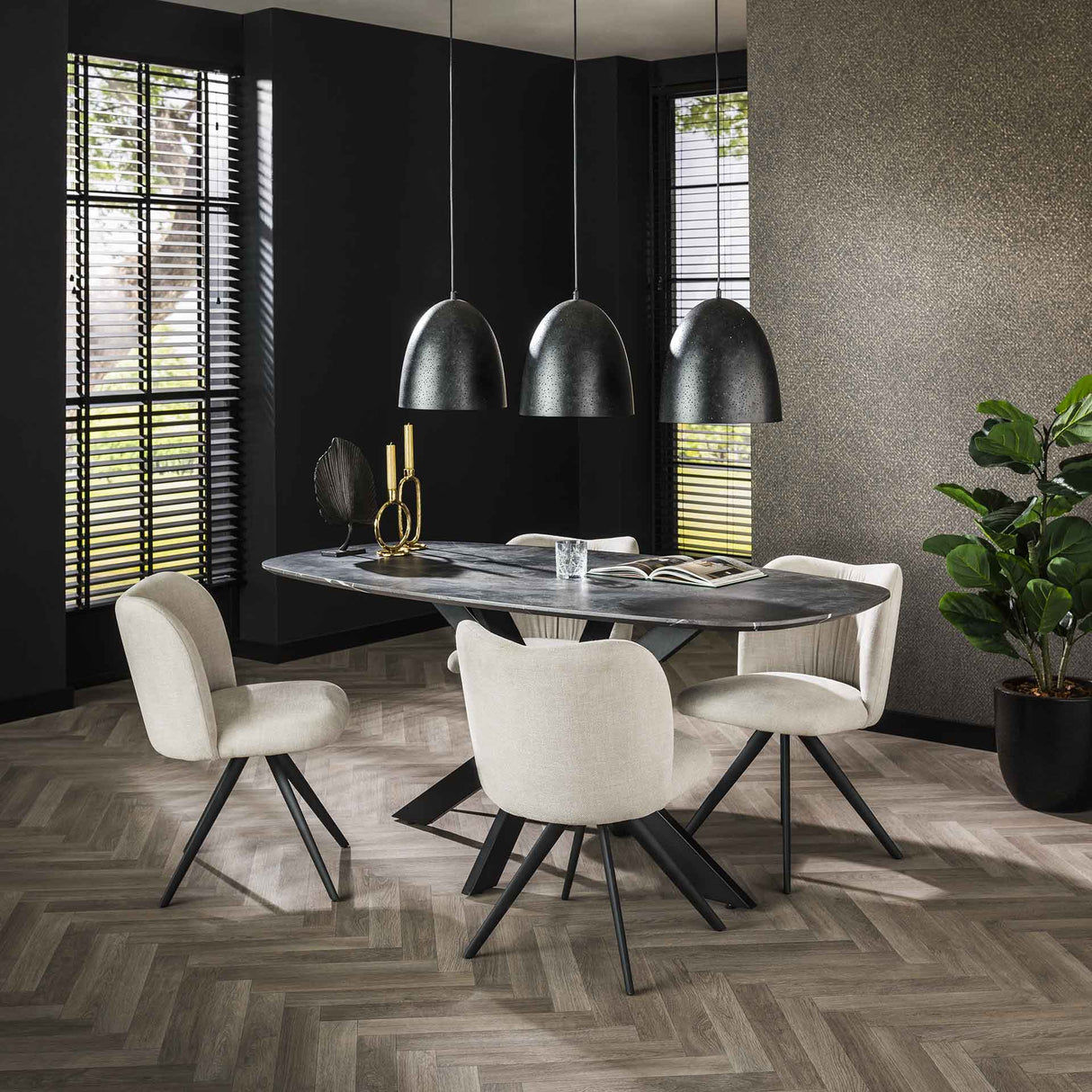 Eettafels - Eettafel Mysha Deens Ovaal Melamine 180x90 cm - Dimehouse