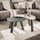 Dune sofabord sæt organisk Keramik travertin sæt af 2 