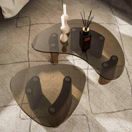 Organisk sofabord sæt Bronze glas 2-delt 