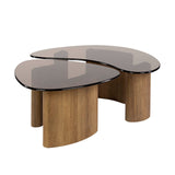 Organisk sofabord sæt Bronze glas 2-delt 