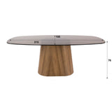 Eettafel - Deens ovale eettafel bruin rookglas eikenhout - look frame Thor 215 cm - Dimehouse