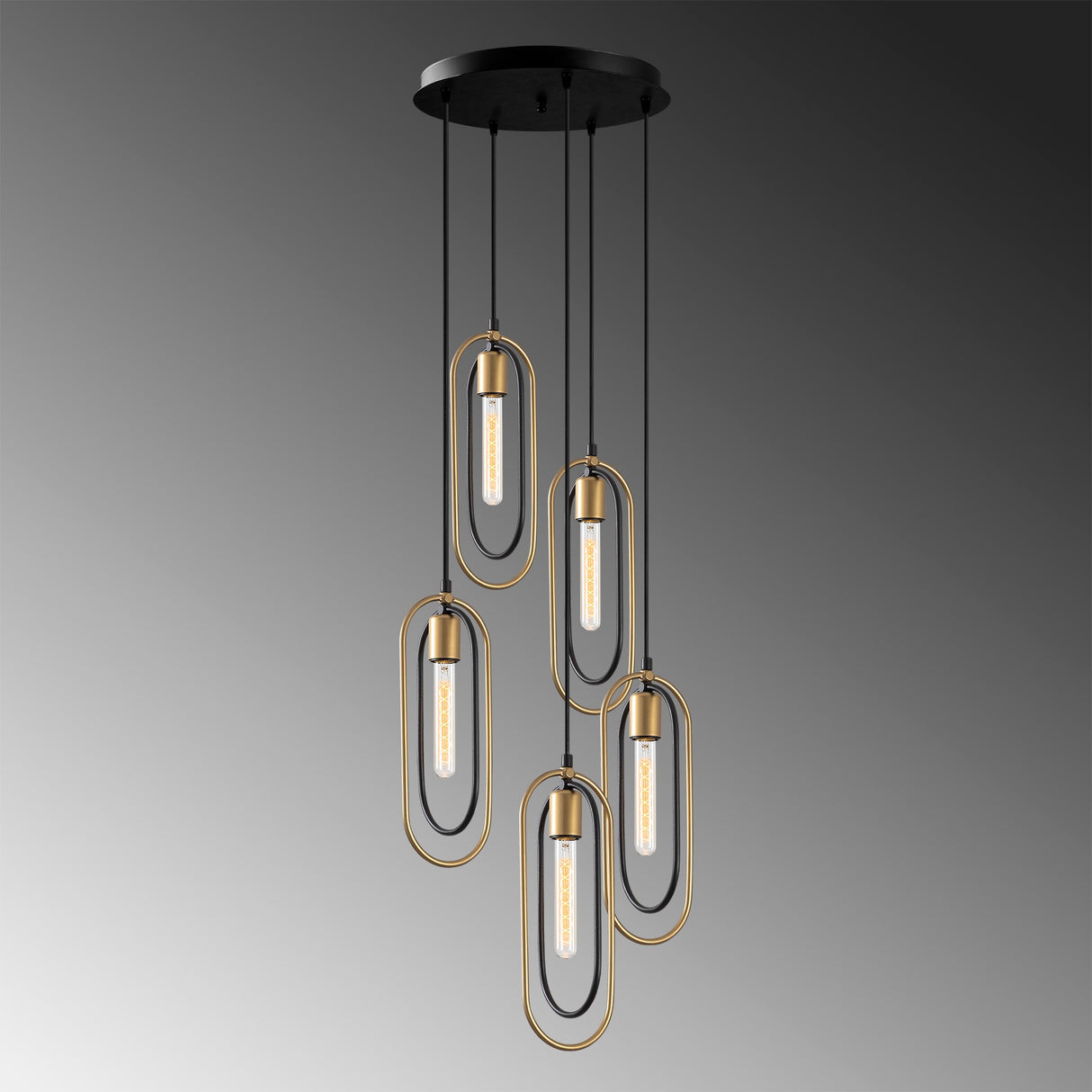 Hanglamp 5-lichts Zwart Goud Metaal Dune