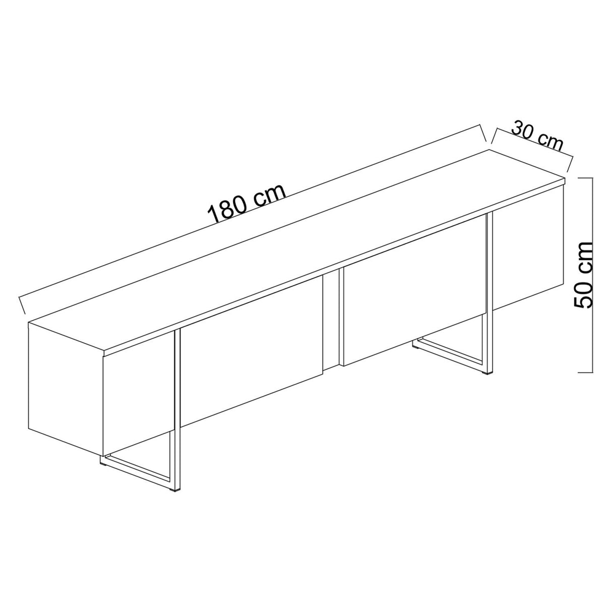 TV Møbel Luksus Antracit Sort Melamin 180x50x30 cm