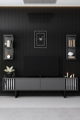 TV Møbelsæt Krom Line Antracit Sort Melamin 180x48x30 cm