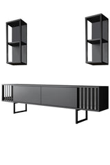 TV Møbelsæt Krom Line Antracit Sort Melamin 180x48x30 cm