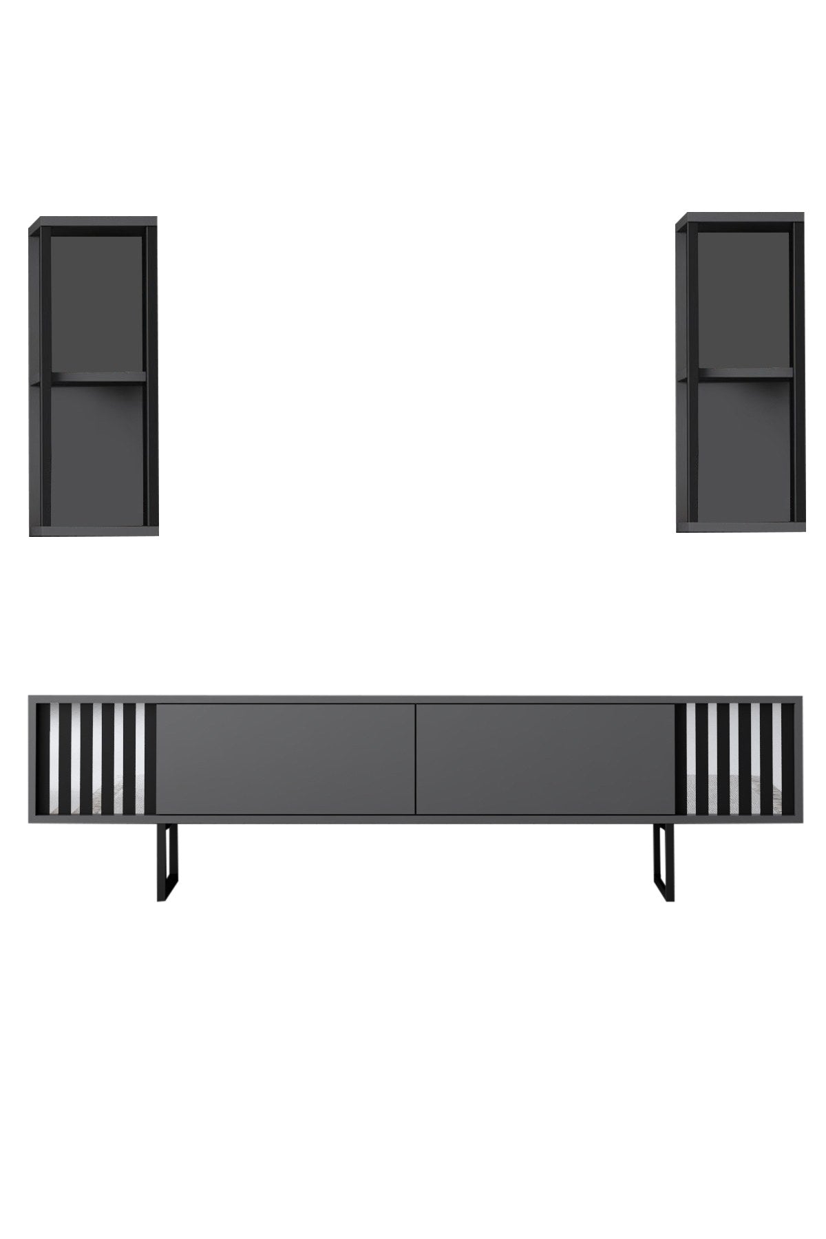 TV Møbelsæt Krom Line Antracit Sort Melamin 180x48x30 cm