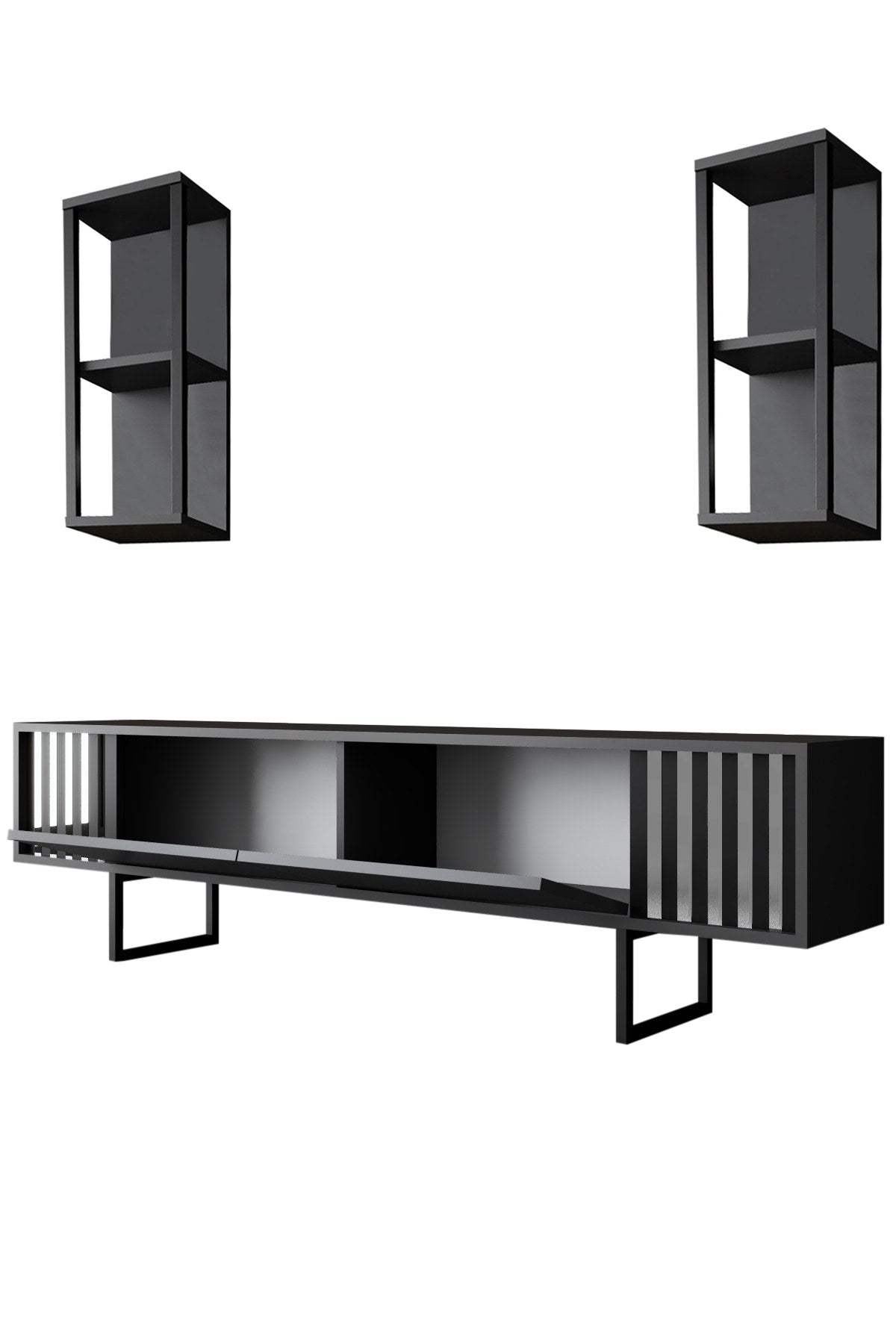 TV Møbelsæt Krom Line Antracit Sort Melamin 180x48x30 cm