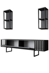 TV Møbelsæt Krom Line Antracit Sort Melamin 180x48x30 cm
