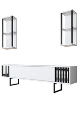 TV Møbelsæt Krom Line Hvid Sort Melamin 180x48x30 cm