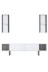 TV Møbelsæt Krom Line Hvid Sort Melamin 180x48x30 cm