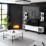 Meubelsets - Meubelset Wit - Zwart - Chrome Line - Salontafel + TV Meubel - Dimehouse