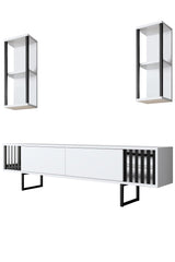 Meubelsets - Meubelset Wit - Zwart - Chrome Line - Salontafel + TV Meubel - Dimehouse