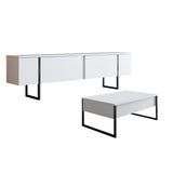 Meubelsets - Meubelset Wit Luxe - Salontafel + TV Meubel - Zwart Frame - Dimehouse