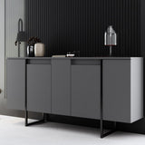 Dressoirs - Modern Dressoir Antraciet Luxe 160x80x35 - Zwart Frame - Dimehouse