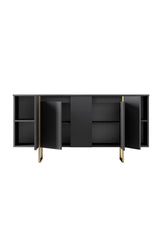 Dressoirs - Modern Dressoir Antraciet Luxe 160x80x35 - Gouden Frame - Dimehouse
