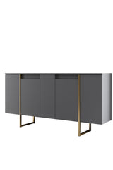 Dressoirs - Modern Dressoir Antraciet Luxe 160x80x35 - Gouden Frame - Dimehouse